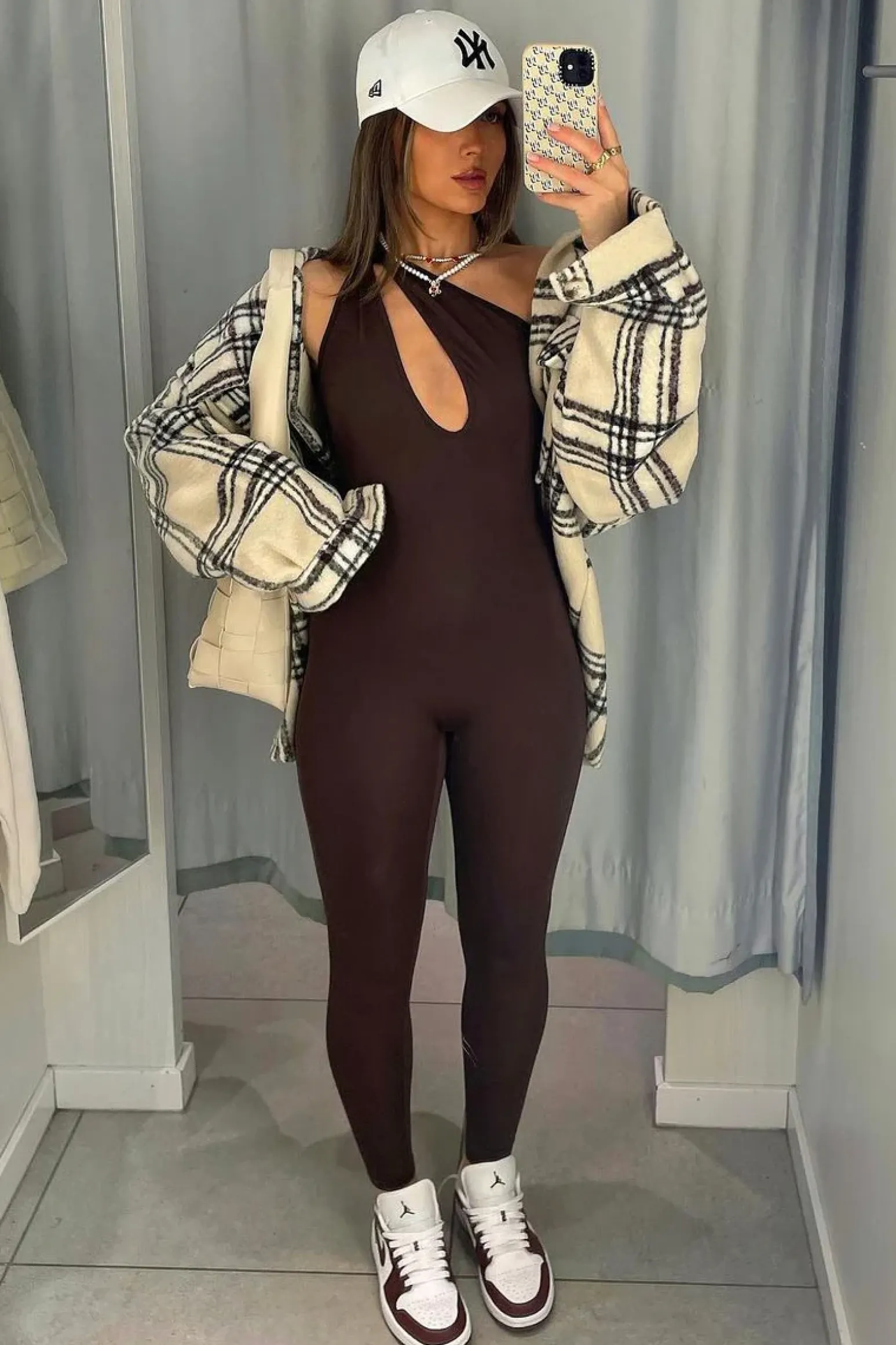 Rebellious Fashion Chocolate Knot Strap Slinky Jumpsuit - Imani