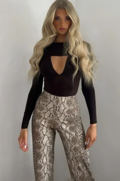 Rebellious Fashion Chocolate Layered Full Sleeve Bodysuit - Aniya