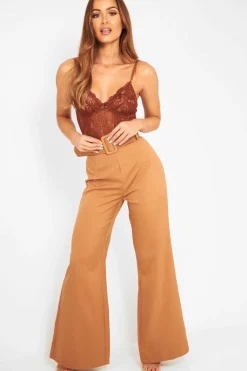 Rebellious Fashion Chocolate Sheer Lace Bodysuit - Katia