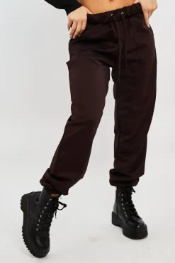 Rebellious Fashion Chocolate Side Pocket Scuba Joggers - Lallie