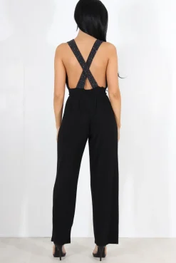Rebellious Fashion Cinder Black Glitter Jumpsuit