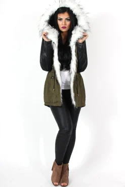 Rebellious Fashion Claire Khaki Faux Fur Parka Coat