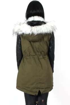 Rebellious Fashion Claire Khaki Faux Fur Parka Coat