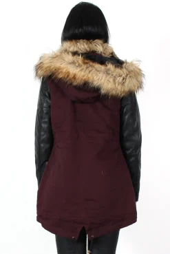 Rebellious Fashion Claire Wine Faux Fur Parka Coat