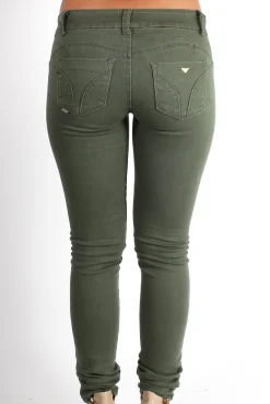 Rebellious Fashion Clara Khaki Ripped Knee Jeans
