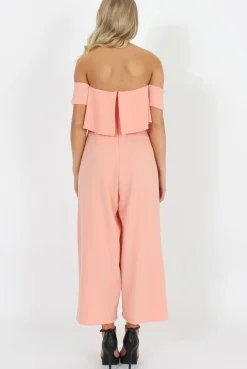 Rebellious Fashion Coral Off The Shoulder Jumpsuit - Kyda