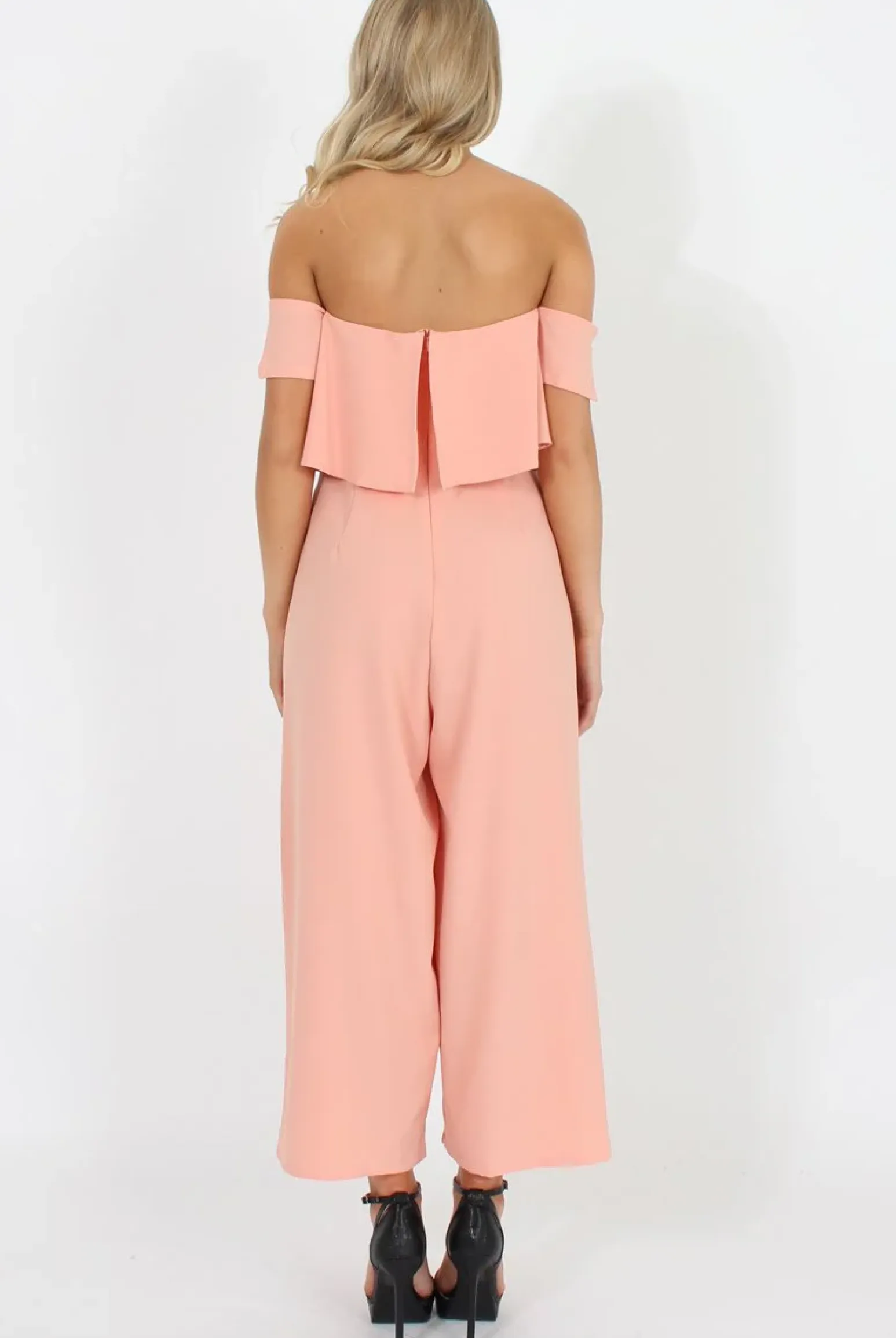Rebellious Fashion Coral Off The Shoulder Jumpsuit - Kyda