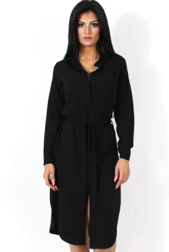 Rebellious Fashion Cori Black Split Shirt Dress
