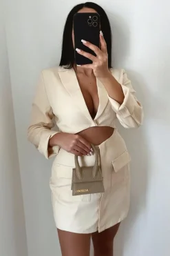 Rebellious Fashion Cream Cut Out Blazer Dress - Braydee