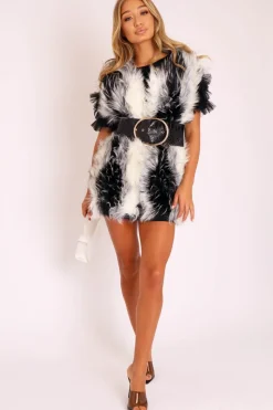 Rebellious Fashion Cream and Grey Faux Fur Gilet - Jordana