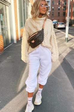Rebellious Fashion Cream Cable Knit High Neck Oversized Jumper - Kiyla