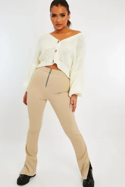 Rebellious Fashion Cream Chunky Knit Button Front Cardigan - Florance