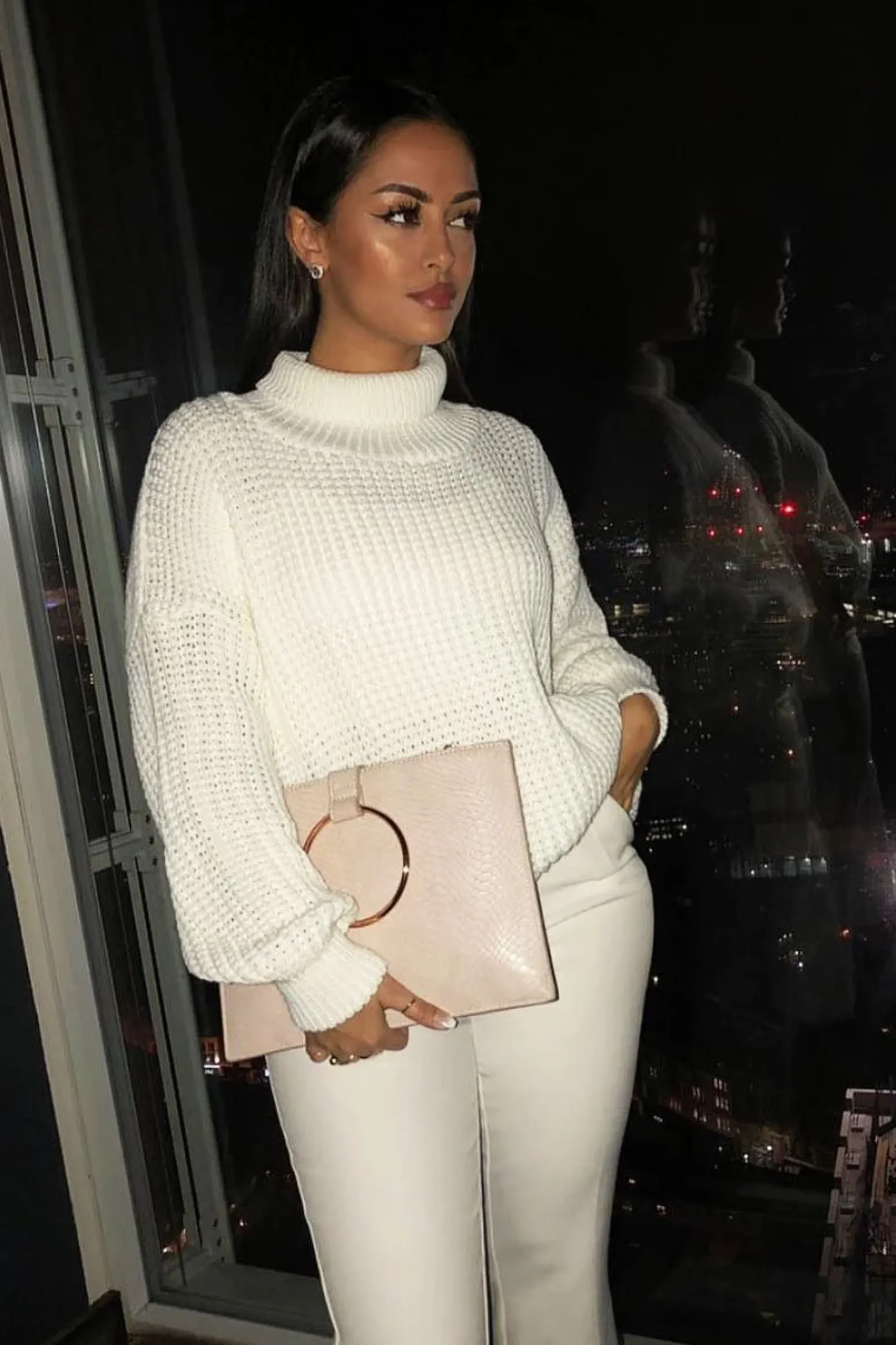 Rebellious Fashion Cream Chunky Knit Jumper Dress - Maci