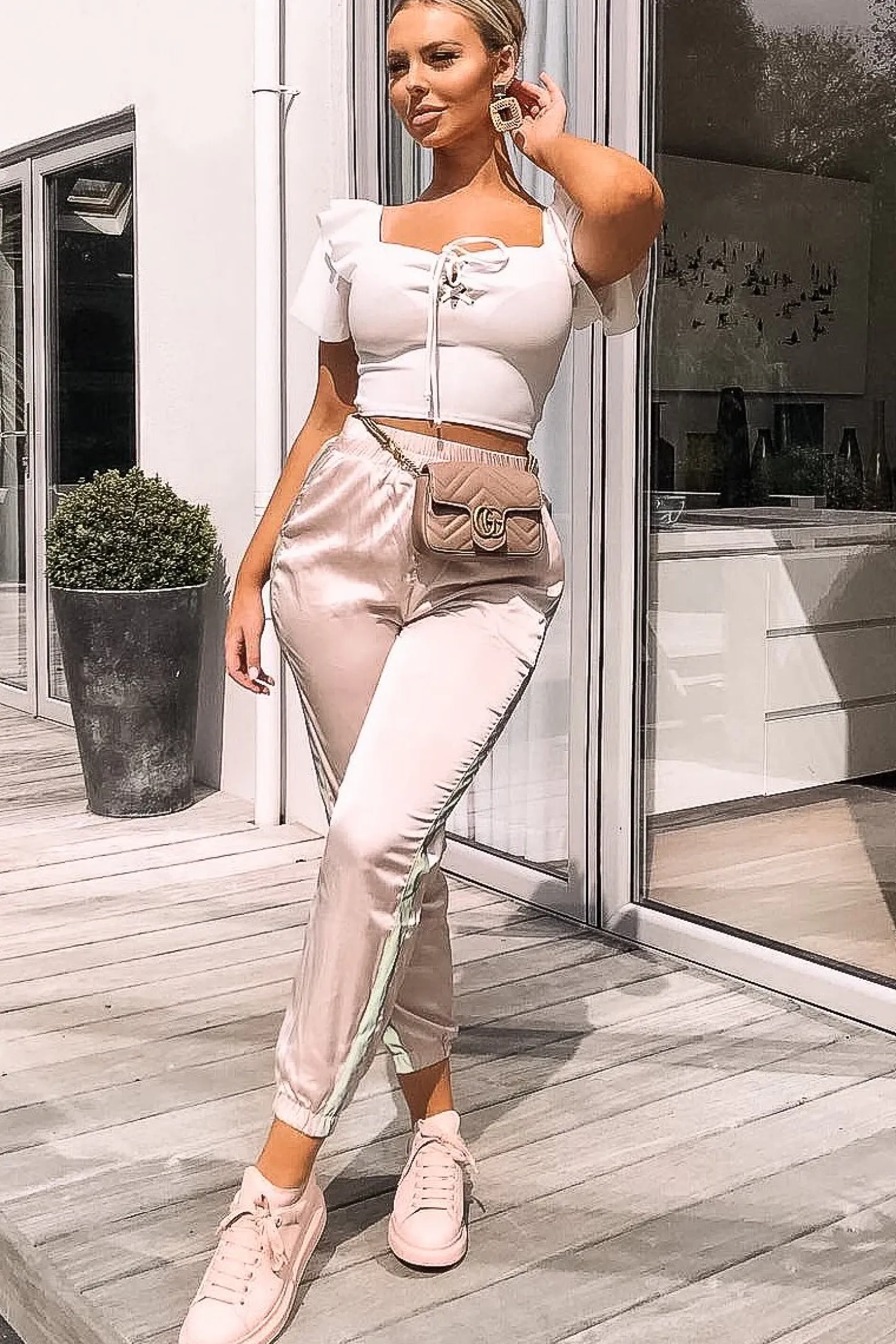 Rebellious Fashion Cream Cold Shoulder Lace Up Bardot Crop Top - Kenndra