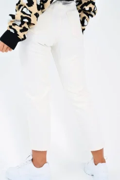 Rebellious Fashion Cream Denim High Waist Mom Jeans - Raeyah