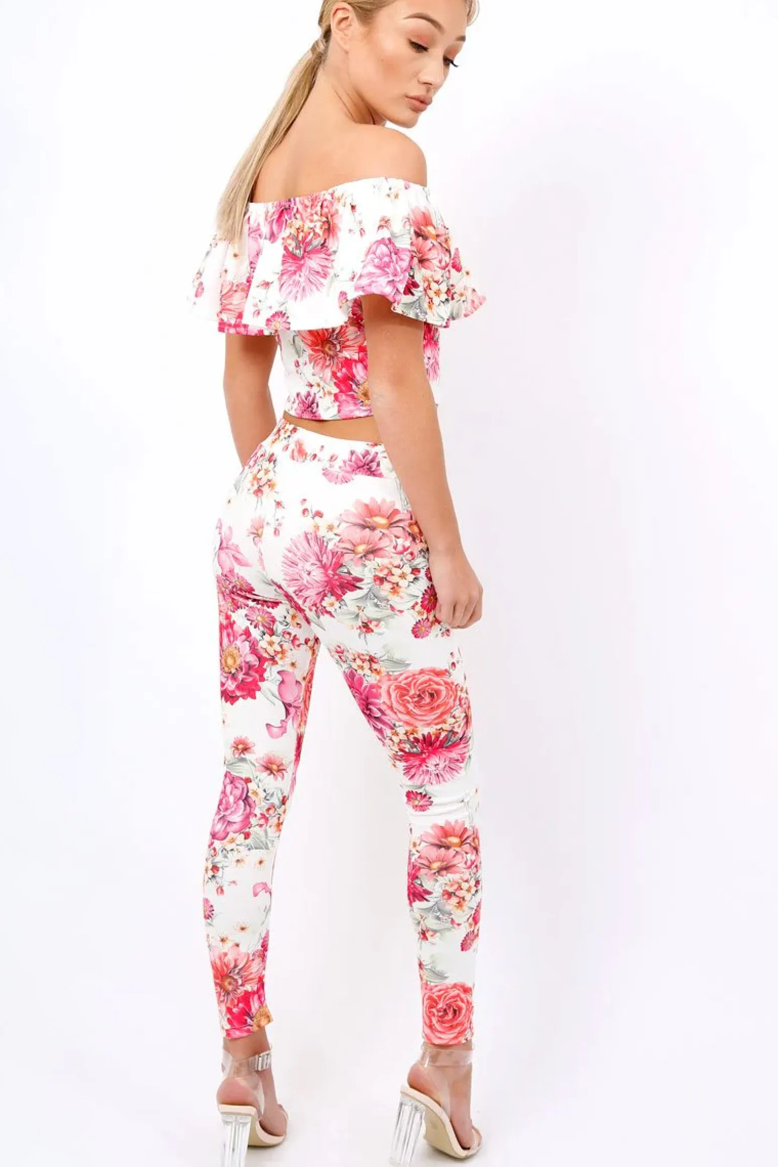 Rebellious Fashion Cream Floral Tapered Trousers - Minnie