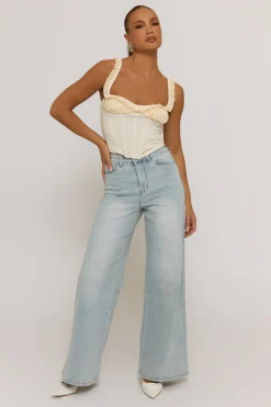 Rebellious Fashion Cream Frill Corset Top - Sabrina