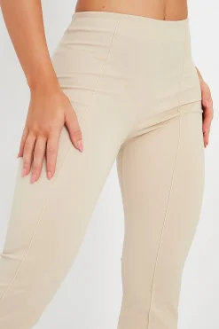 Rebellious Fashion Cream Front Seam Flare Trousers - Megen
