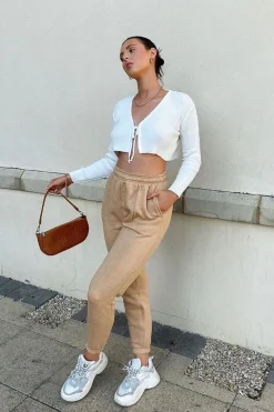 Rebellious Fashion Cream Front Tie Knit Cardigan Top - Paloma