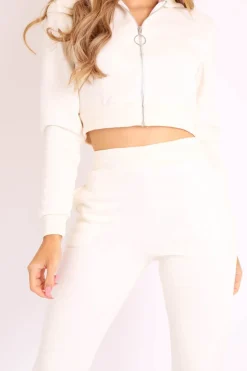 Rebellious Fashion Cream Hoodie and Joggers Loungewear Co-ord Set - Bluebell