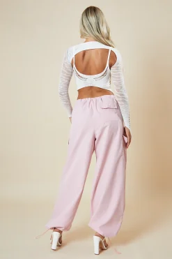 Rebellious Fashion Cream Knit Front Cut Out Long Sleeve Crop Top - Bunko