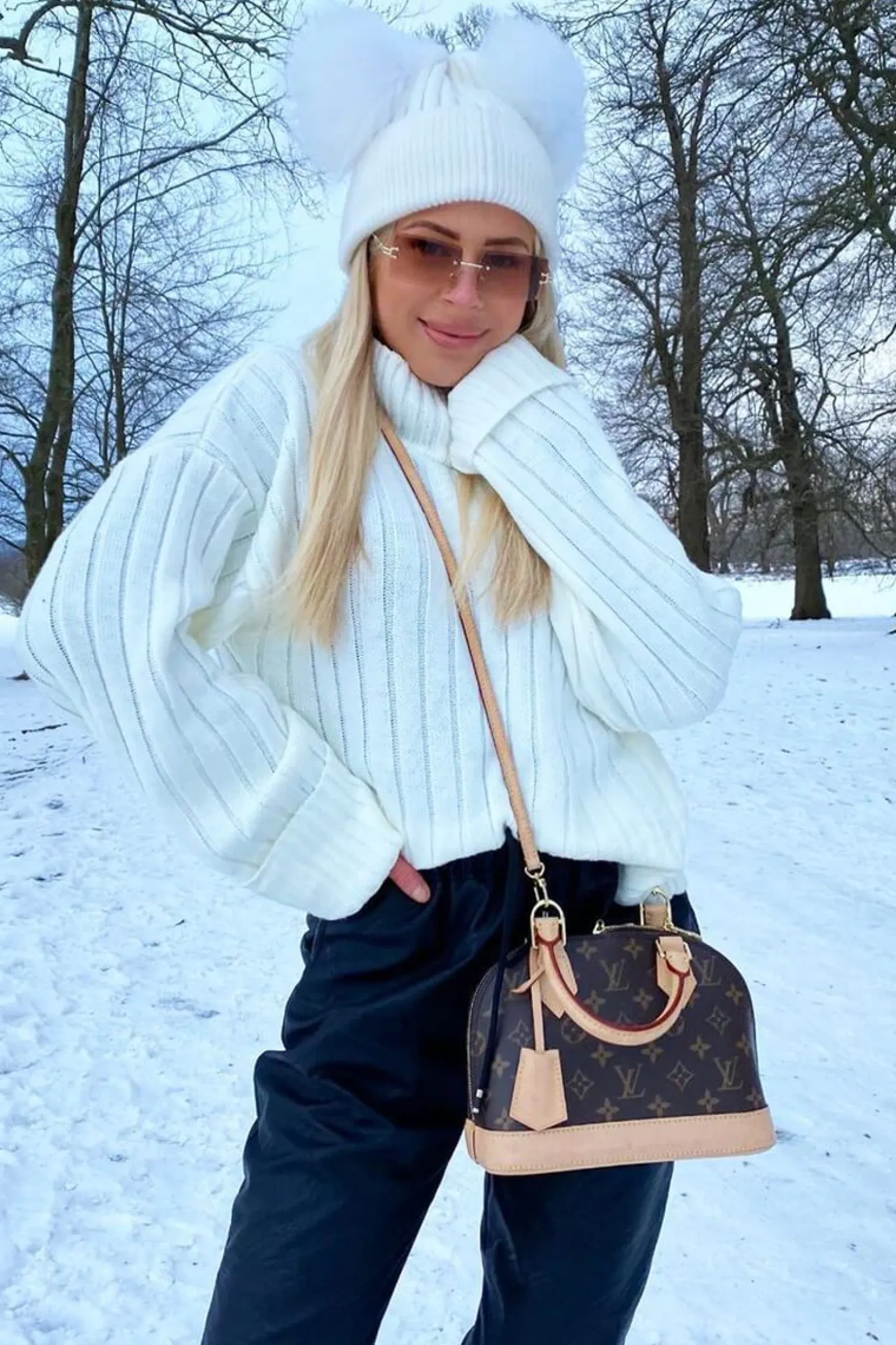 Rebellious Fashion Cream Knit High Neck Jumper - Jaelynn