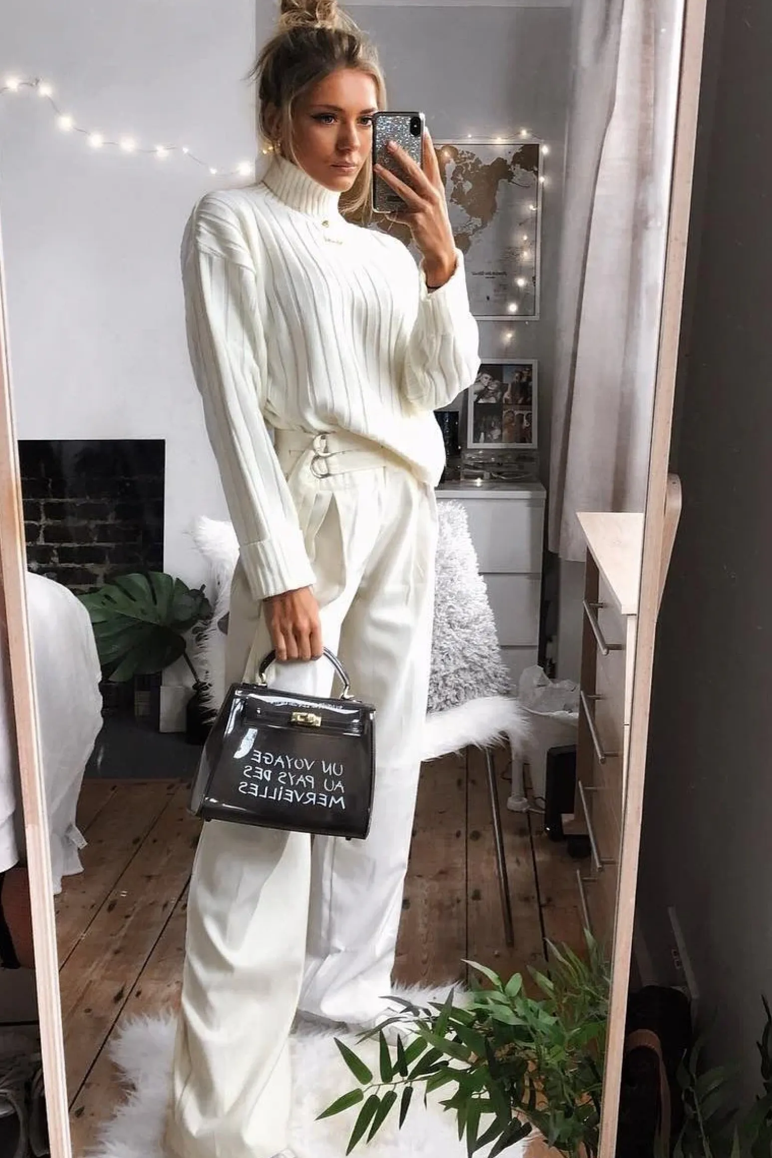 Rebellious Fashion Cream Knit High Neck Jumper - Jaelynn