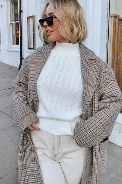 Rebellious Fashion Cream Knit High Neck Jumper - Jaelynn