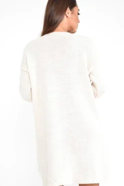 Rebellious Fashion Cream Knitted Longline Bobble Cardigan - Annette