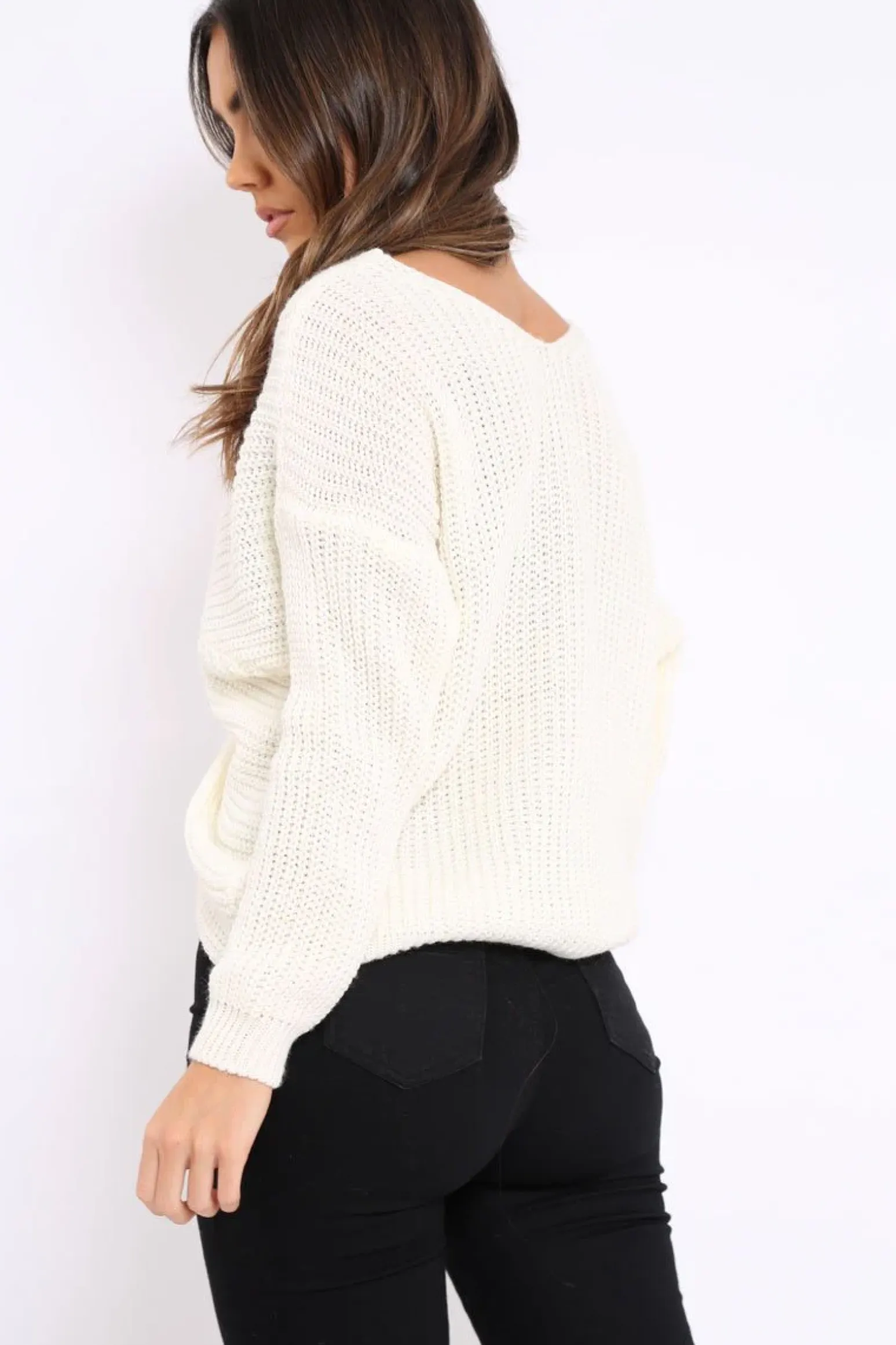 Rebellious Fashion Cream Knot Knit Jumper - Kerri