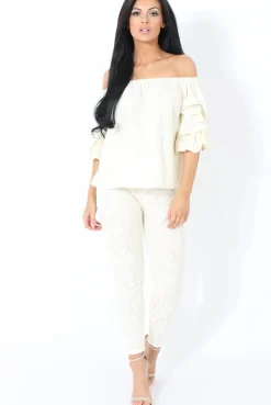 Rebellious Fashion Cream Lace Two Piece - Nicole