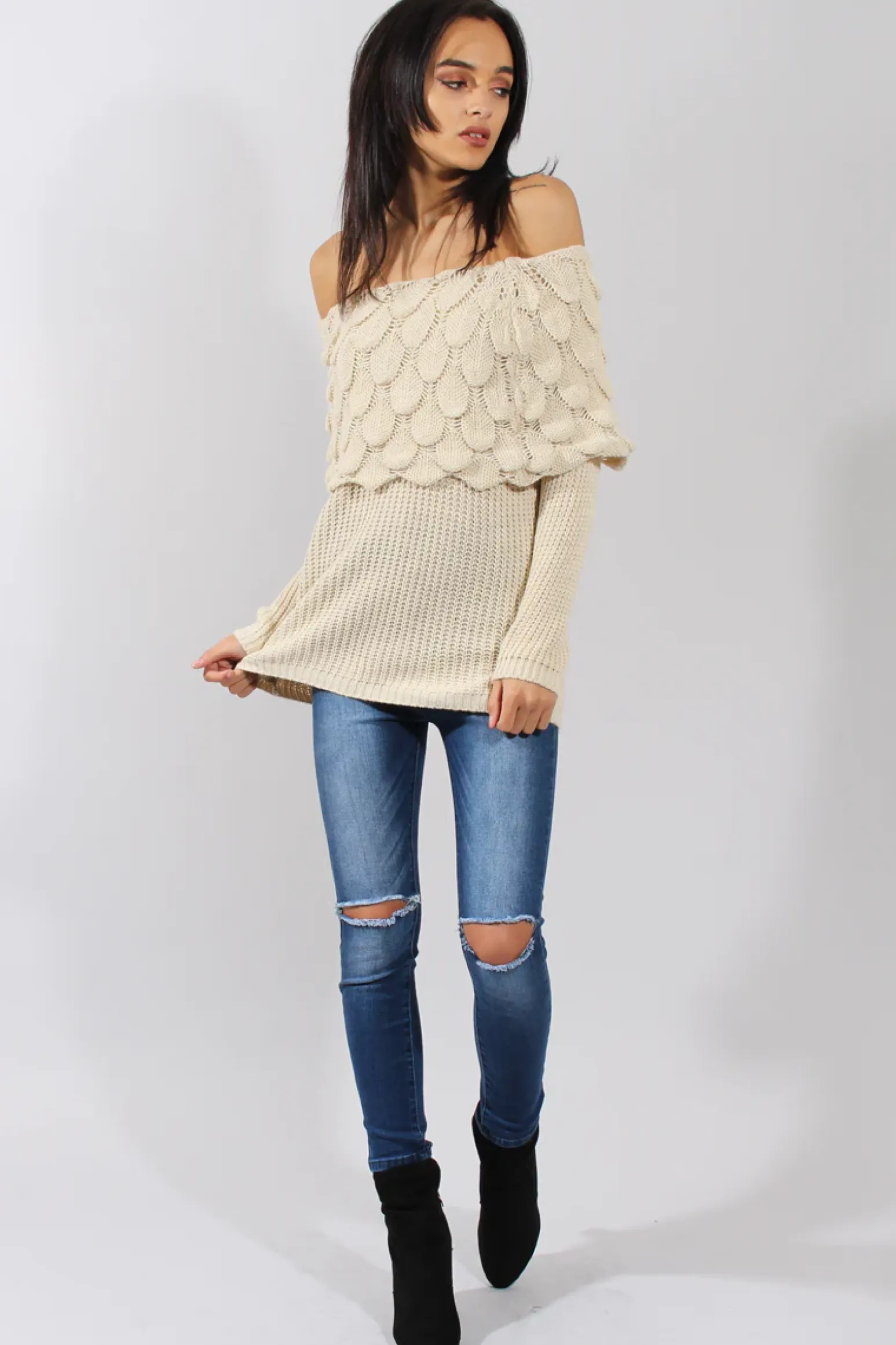 Rebellious Fashion Cream Layer Jumper- Sammie