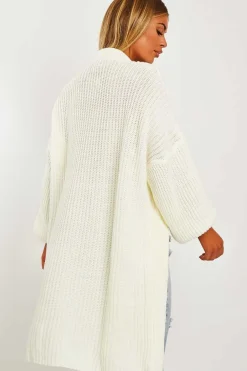Rebellious Fashion Cream Longline Knit Cardigan - Abbie