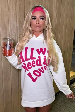 Rebellious Fashion Cream Oversized Slogan Hoodie - Sora