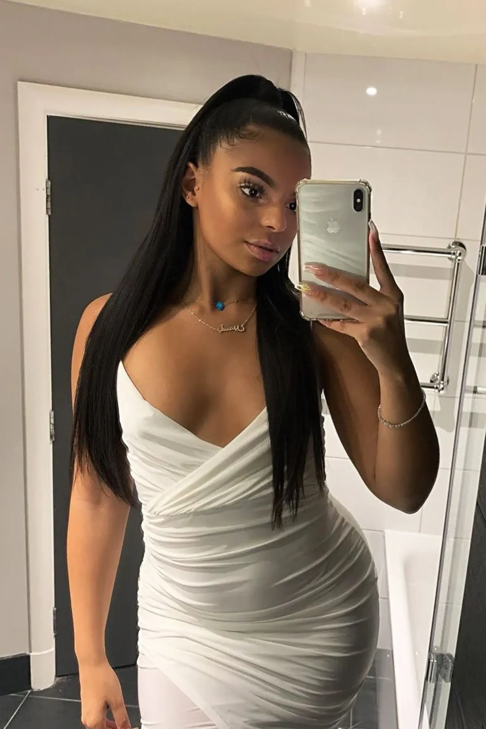 Rebellious Fashion Cream Plunge Wrap Front Slinky Mini Dress - Cressie
