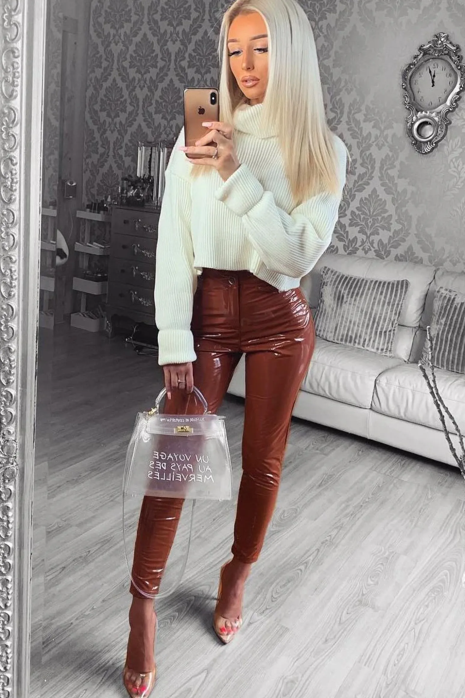 Rebellious Fashion Cream Rib Knit Roll Neck Jumper - Brinna
