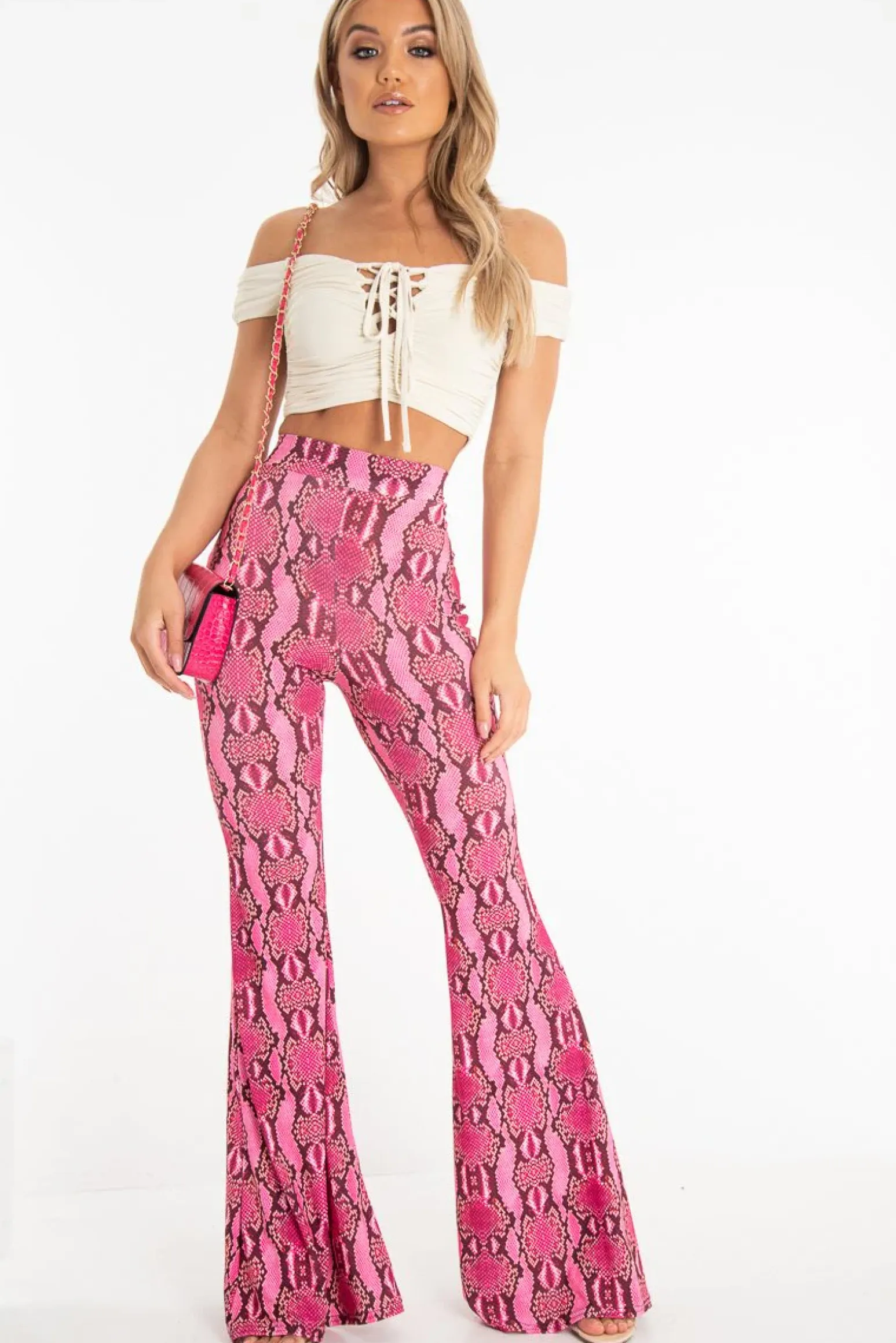Rebellious Fashion Cream Tie Front Ruched Off Shoulder Crop Top - Blake