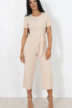 Rebellious Fashion Darcy Beige Culotte Jumpsuit