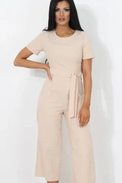 Rebellious Fashion Darcy Beige Culotte Jumpsuit