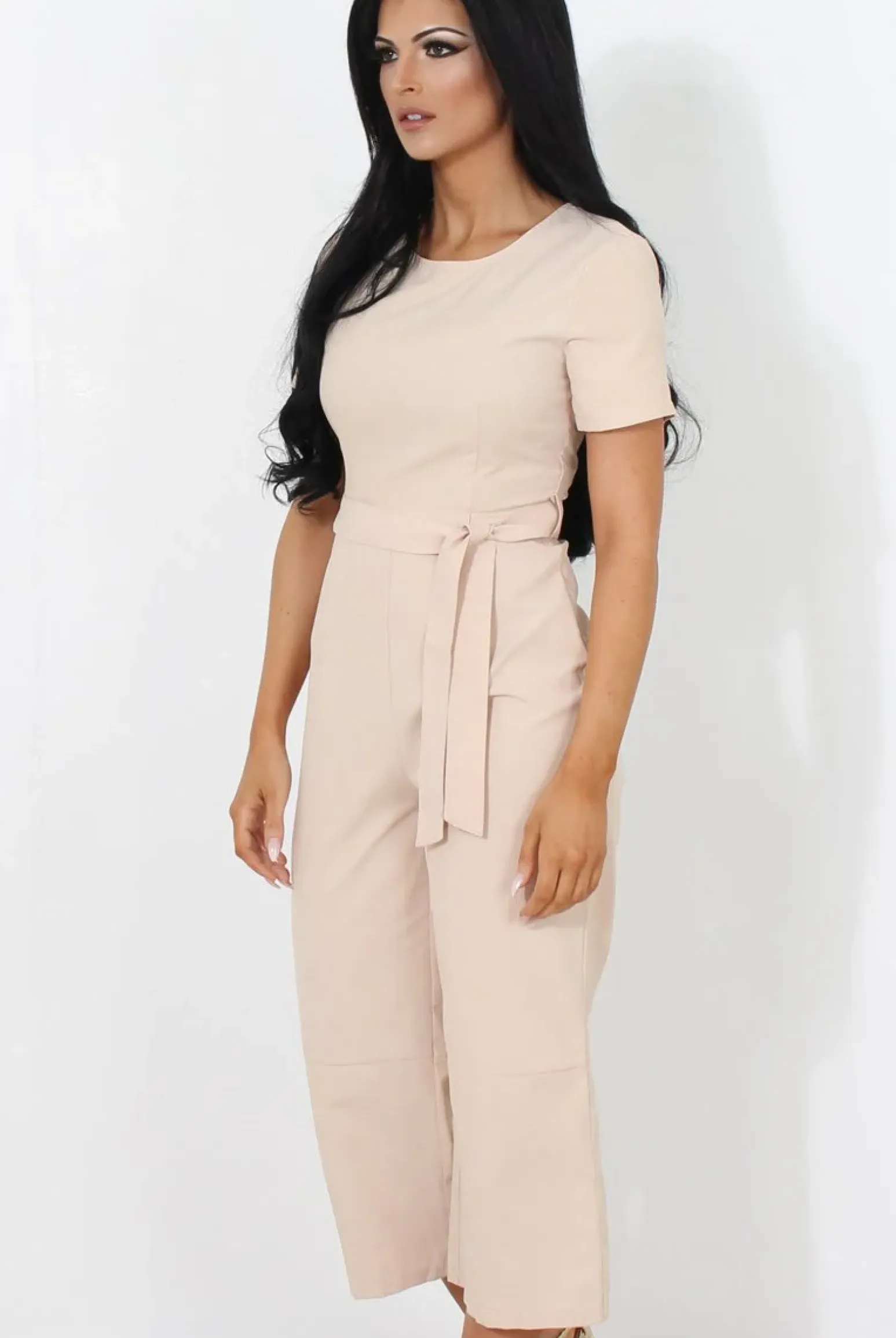 Rebellious Fashion Darcy Beige Culotte Jumpsuit