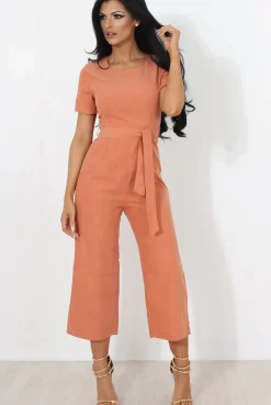 Rebellious Fashion Darcy Orange Culotte Jumpsuit