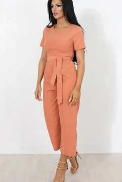 Rebellious Fashion Darcy Orange Culotte Jumpsuit