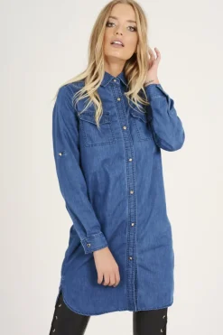 Rebellious Fashion Dark Blue Denim Shirt - Blaine