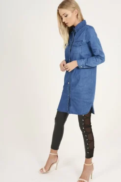 Rebellious Fashion Dark Blue Denim Shirt - Blaine