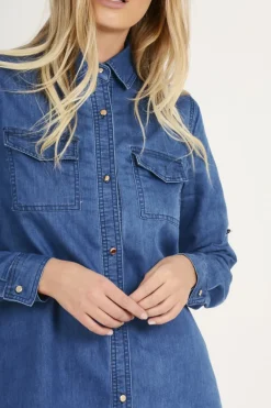 Rebellious Fashion Dark Blue Denim Shirt - Blaine