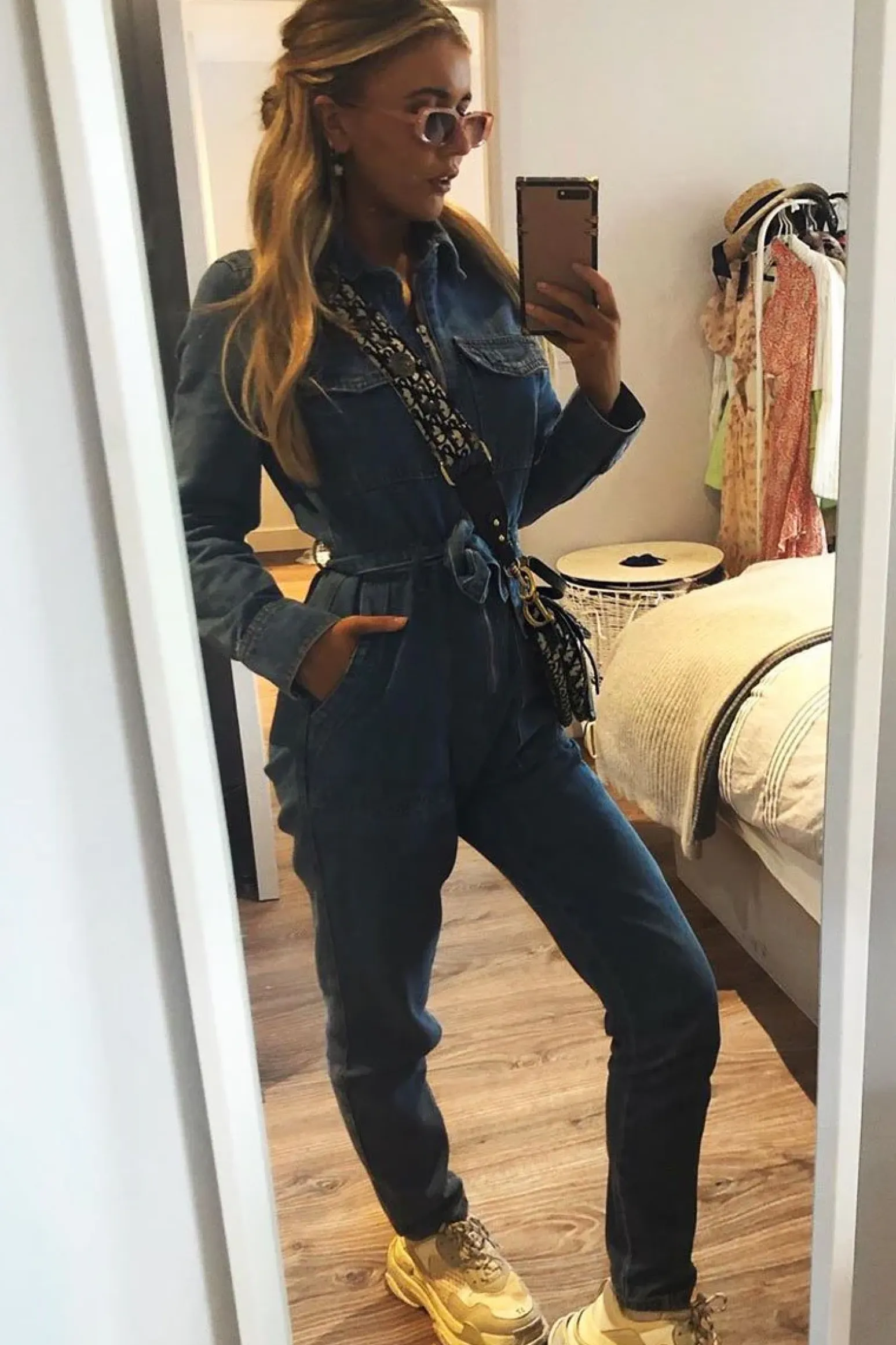 Rebellious Fashion Dark Blue Denim Belted Boilersuit - Lucindy