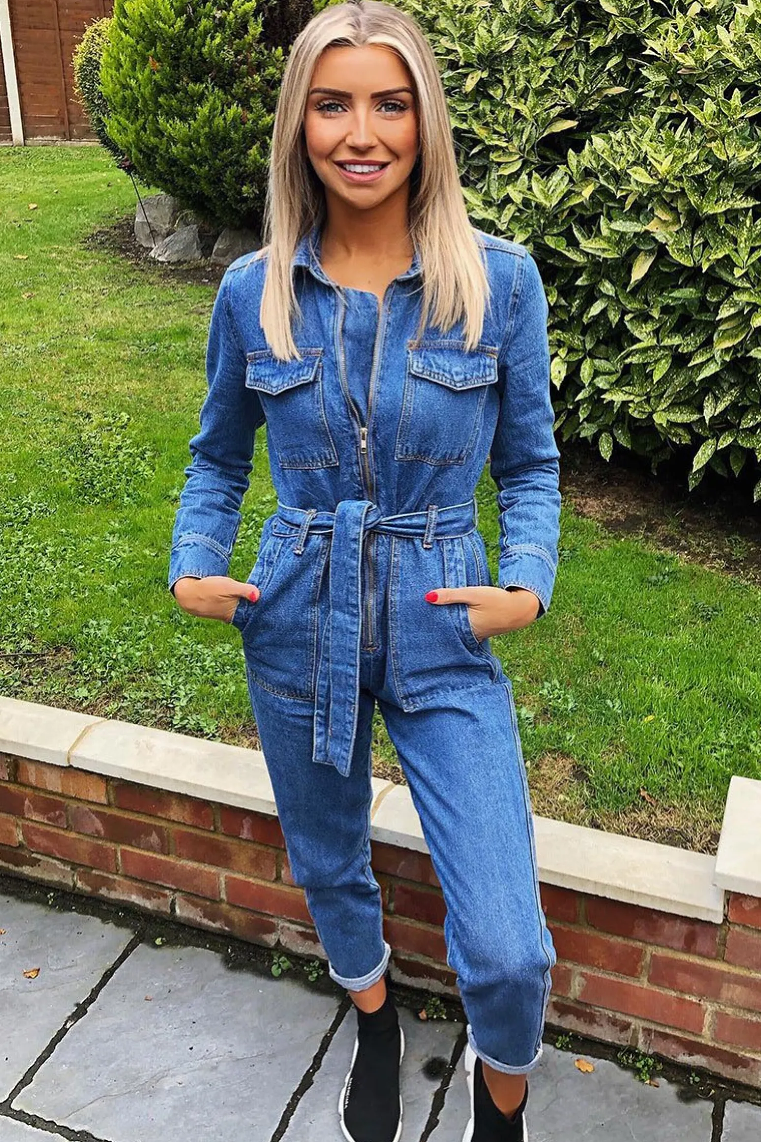 Rebellious Fashion Dark Blue Denim Belted Boilersuit - Lucindy