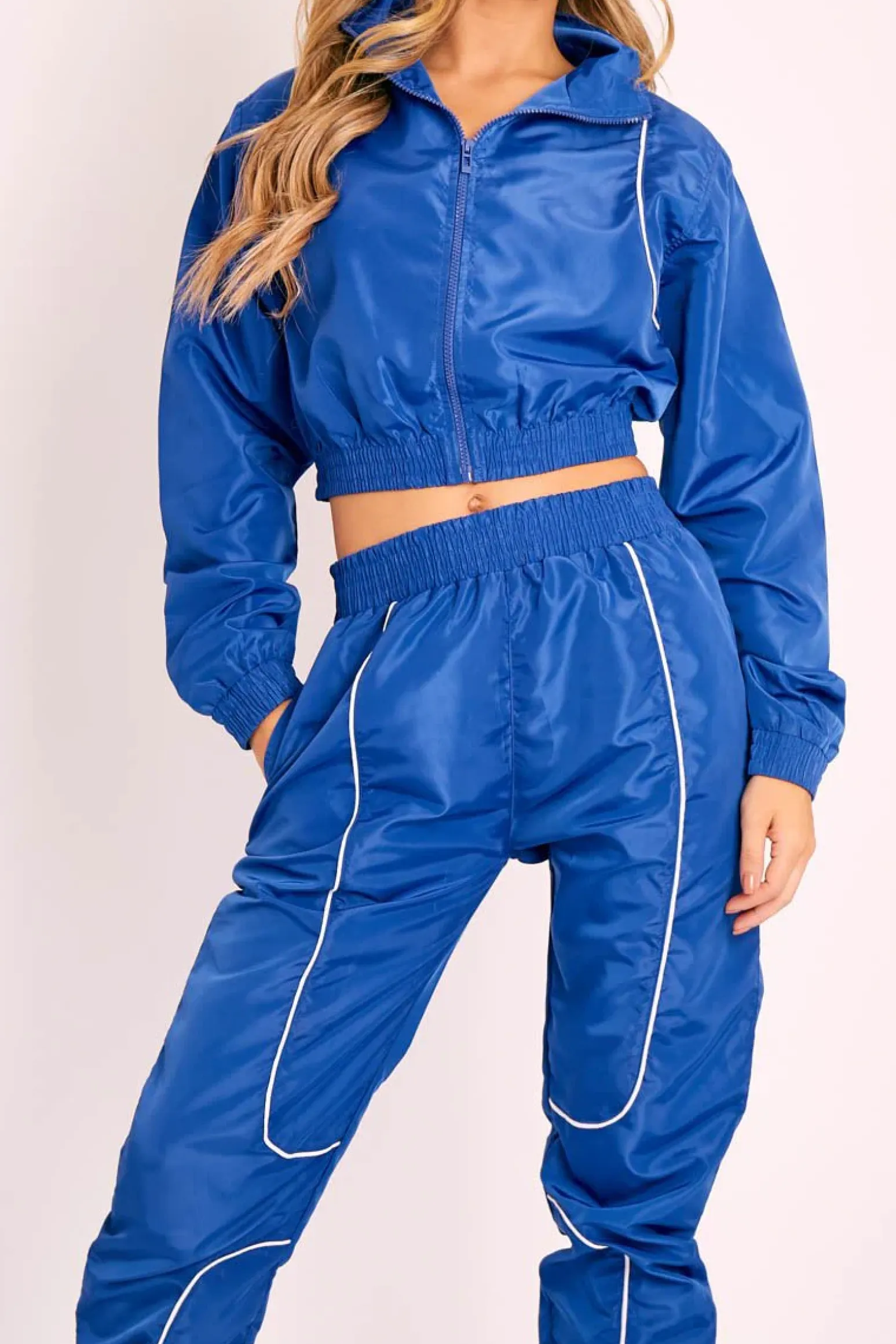 Rebellious Fashion Dark Blue Zip Front Hoodie Cuff Jogger Co-Ord - Kason