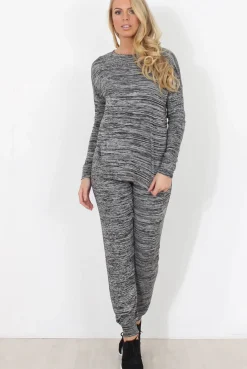 Rebellious Fashion Dark Grey Diamonte Loungewear - Linnea