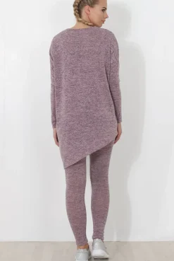 Rebellious Fashion Dark Pink V Neck Loungewear Set-Kimi